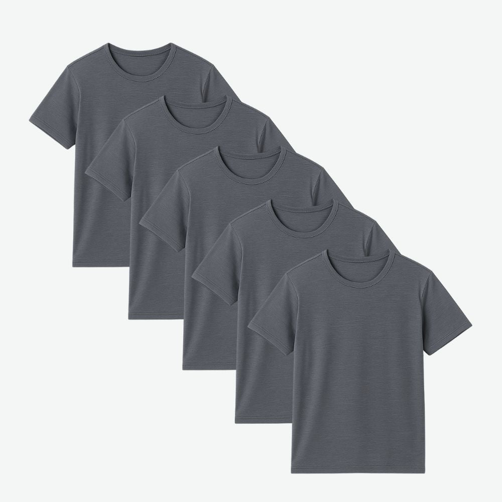5 pack tech t-shirts in solid graphite grey folded – Fioranzo Men