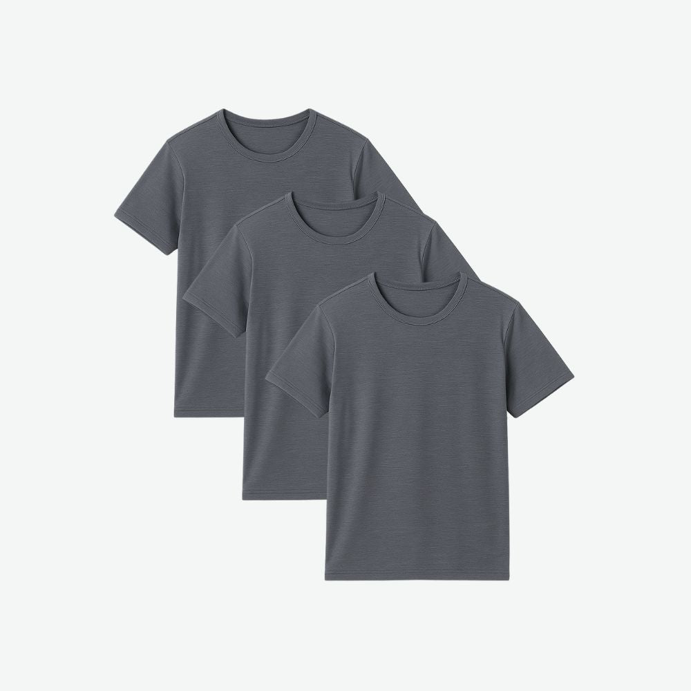 Bundle of 3 grey Tech T-Shirts for men – Fioranzo, breathable and minimalist design